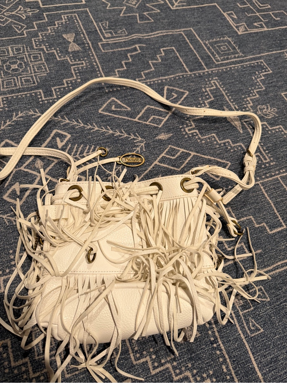 Carlos by Carlos Santana Cream Fringe Leather Crossbody Bag